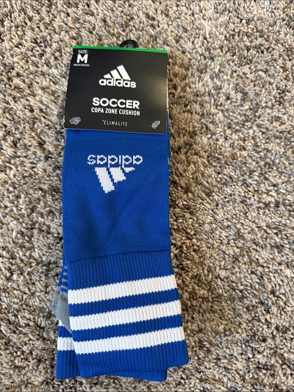 adidas Blue & White Soccer Socks with Stripes